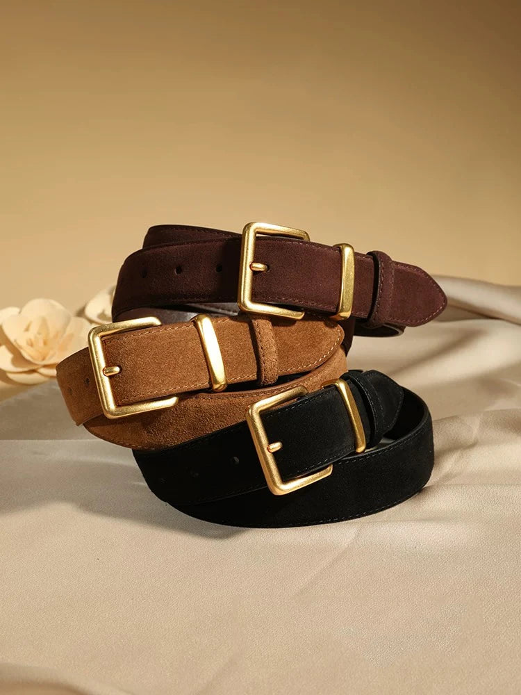 Ceinture vintage en cuir suède Lina