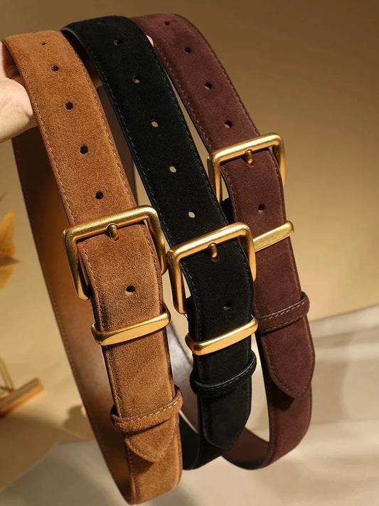 Ceinture vintage en cuir suède Lina