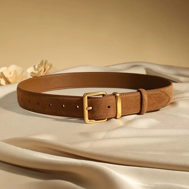 Ceinture vintage en cuir suède Lina