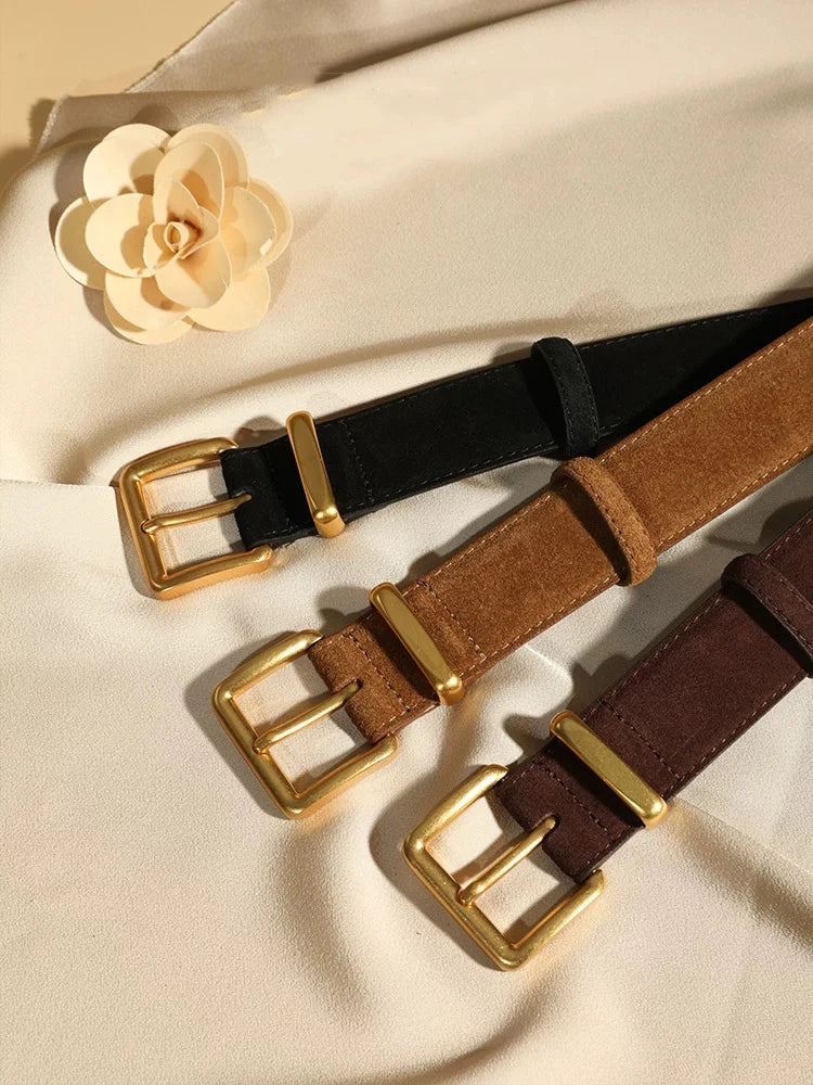 Ceinture vintage en cuir suède Lina