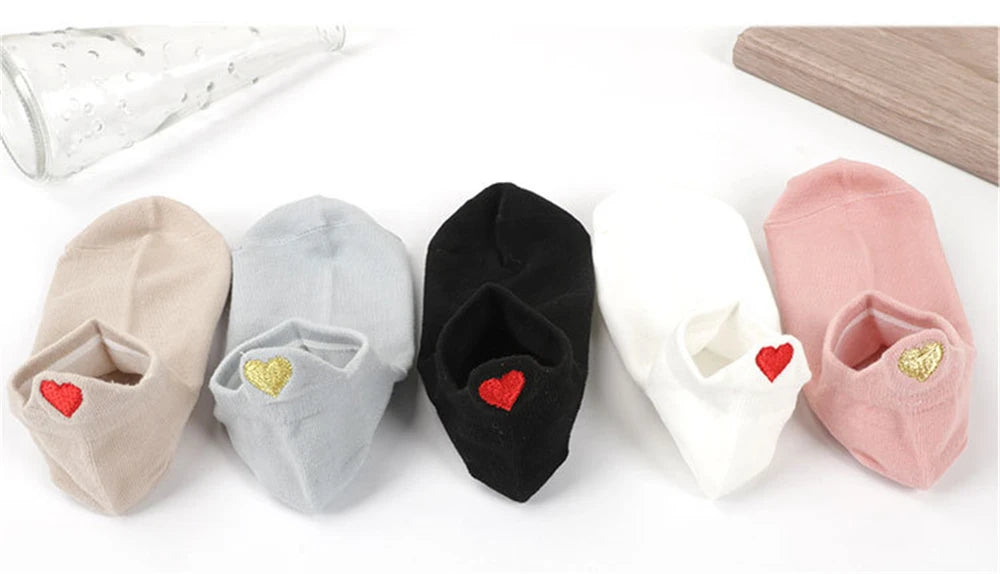 Chaussettes Femme Brodées Cœur d’Amour