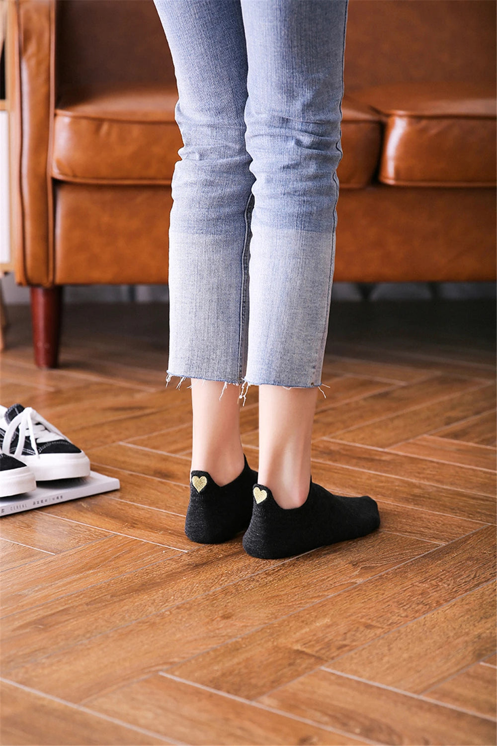Chaussettes Femme Brodées Cœur d’Amour