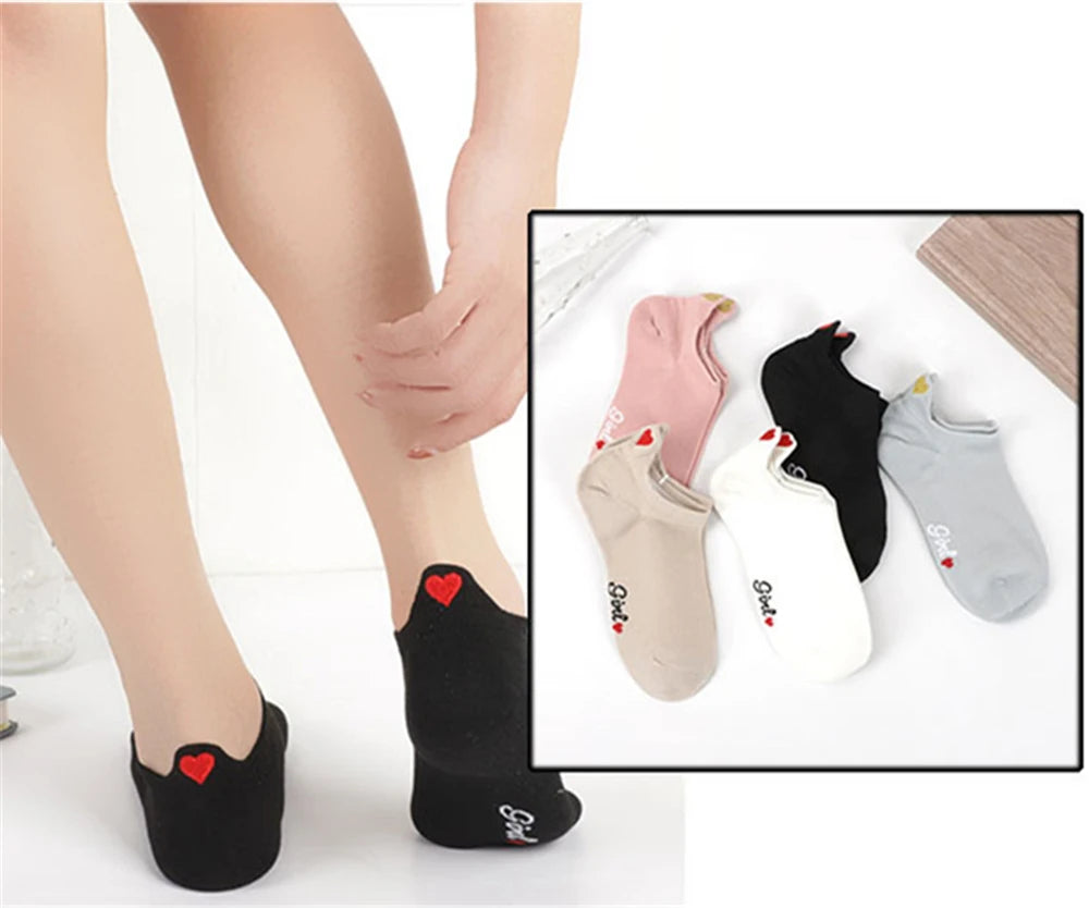 Chaussettes Femme Brodées Cœur d’Amour