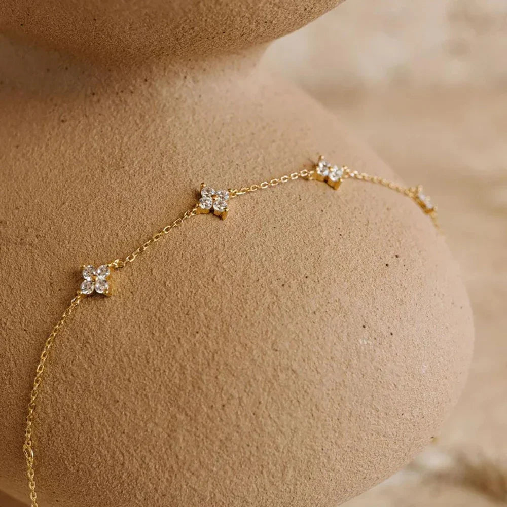 Collier et bracelet trèfle en acier inoxydable