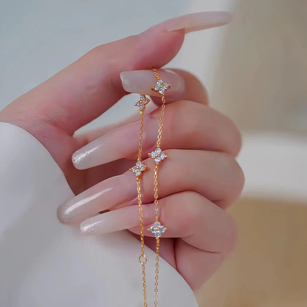 Collier et bracelet trèfle en acier inoxydable