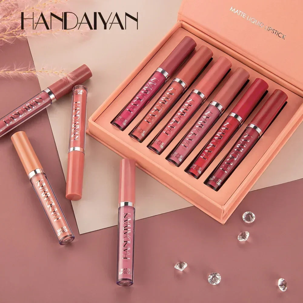 Set 6 rouges à lèvres liquides HANDAIYAN – Waterproof & Longue Tenue