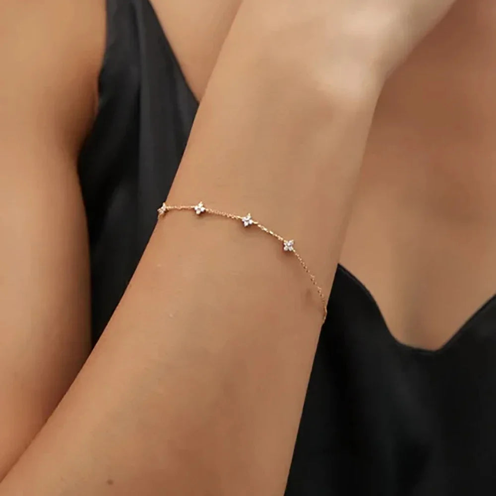 Collier et bracelet trèfle en acier inoxydable