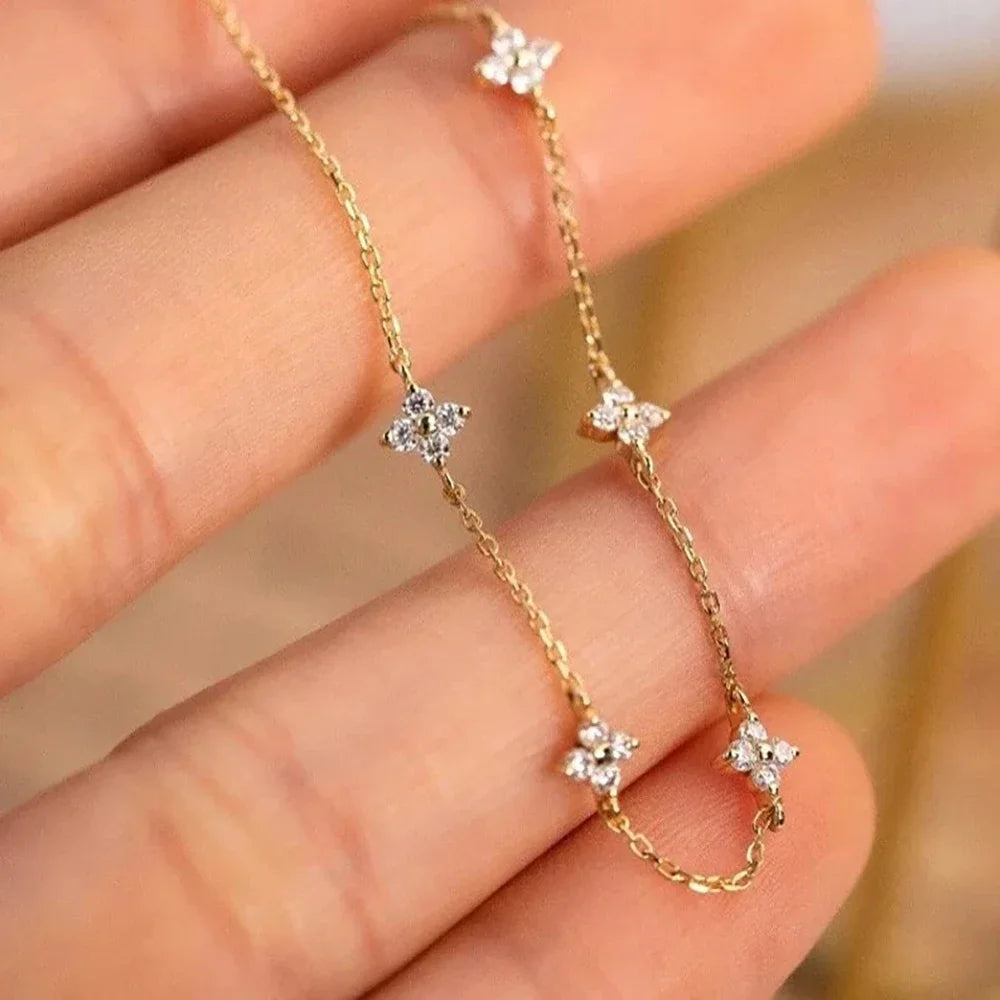 Collier et bracelet trèfle en acier inoxydable