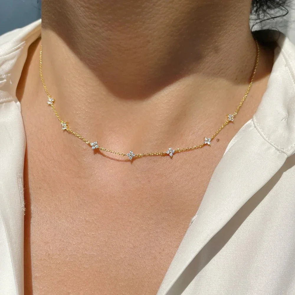 Collier et bracelet trèfle en acier inoxydable