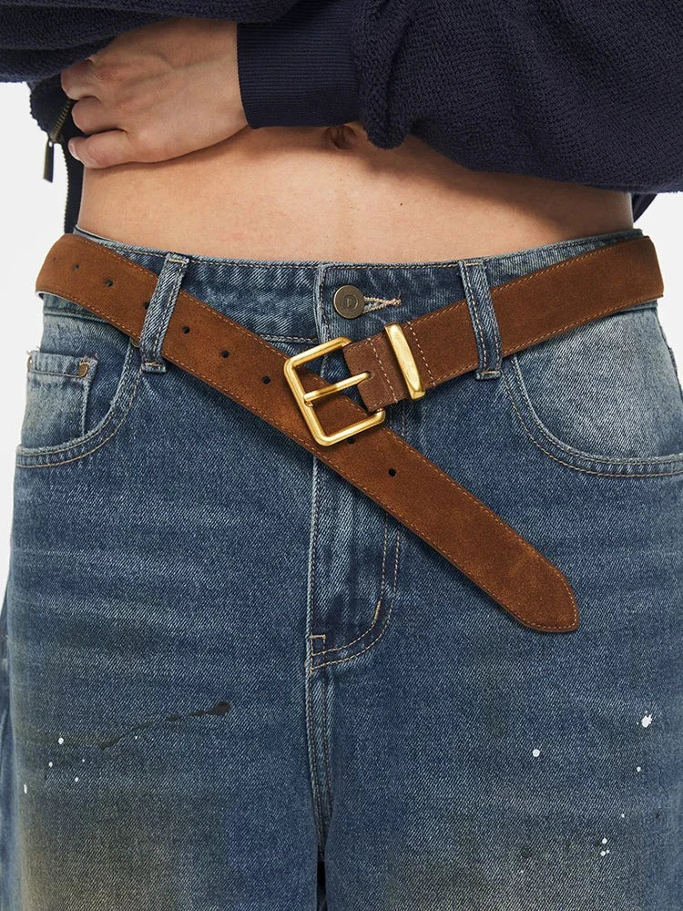 Ceinture vintage en cuir suède Lina
