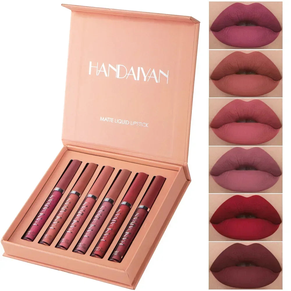 Set 6 rouges à lèvres liquides HANDAIYAN – Waterproof & Longue Tenue