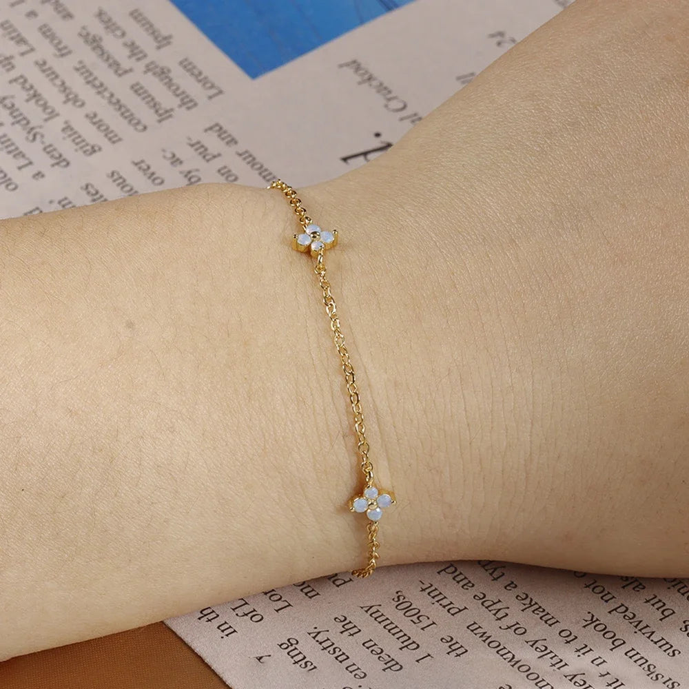 Collier et bracelet trèfle en acier inoxydable