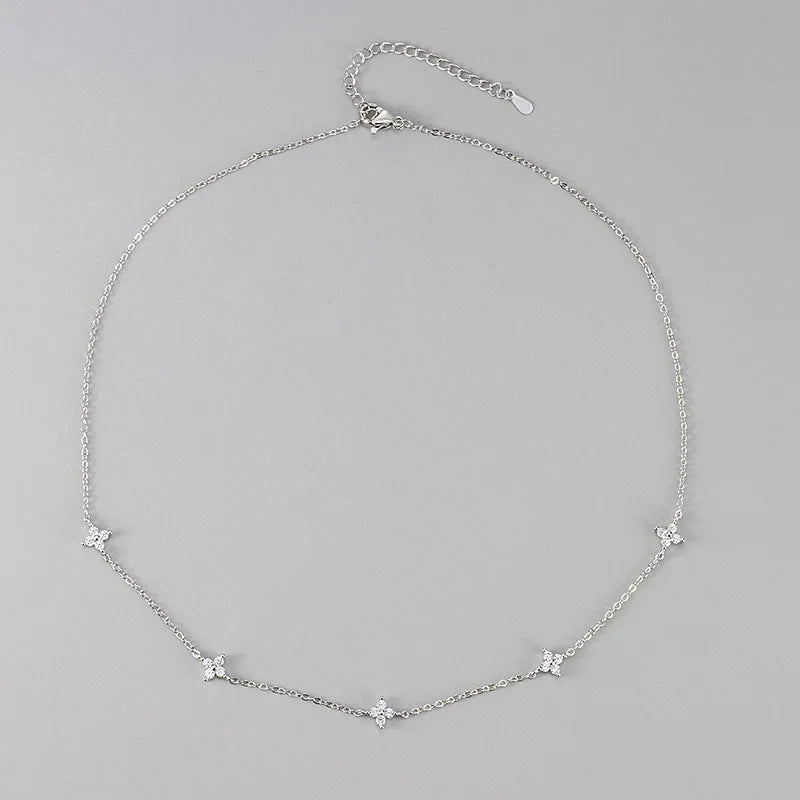Collier et bracelet trèfle en acier inoxydable
