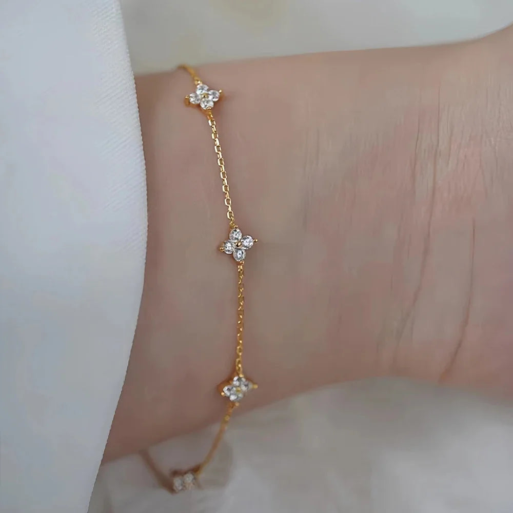 Collier et bracelet trèfle en acier inoxydable