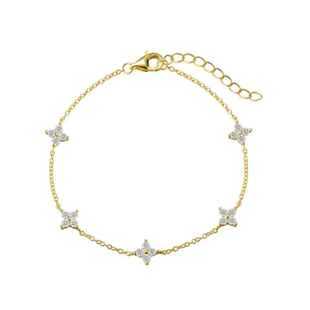 Collier et bracelet trèfle en acier inoxydable