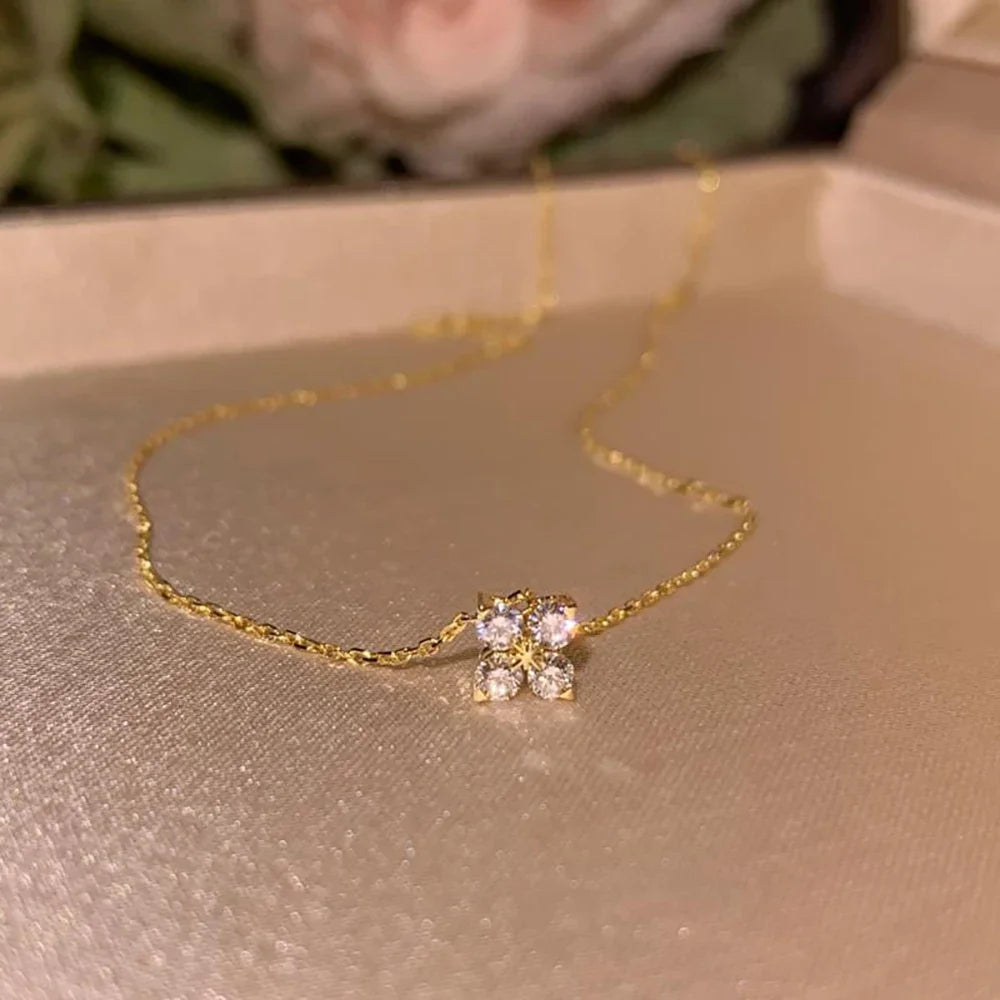 Collier et bracelet trèfle en acier inoxydable