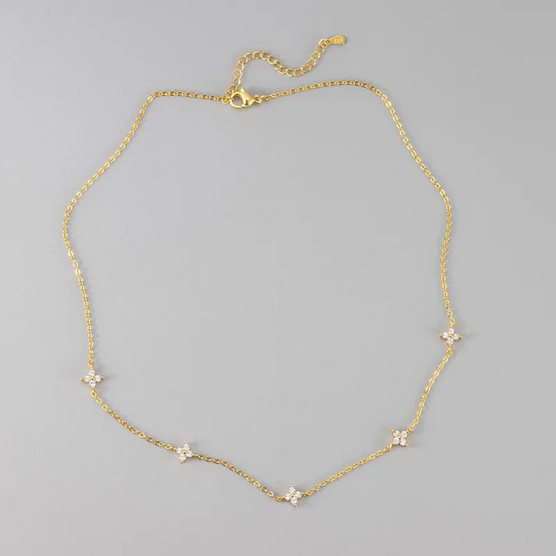 Collier et bracelet trèfle en acier inoxydable