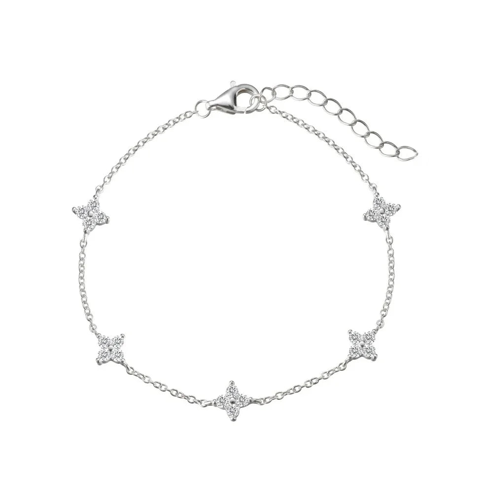 Collier et bracelet trèfle en acier inoxydable
