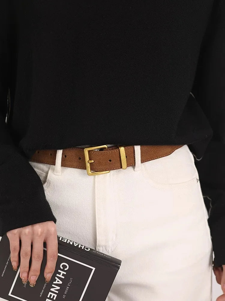Ceinture vintage en cuir suède Lina