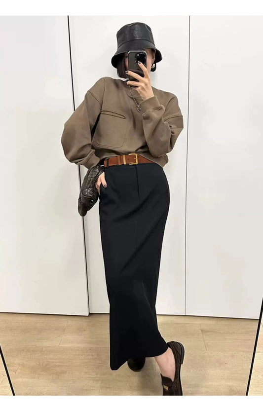 Ceinture vintage en cuir suède Lina