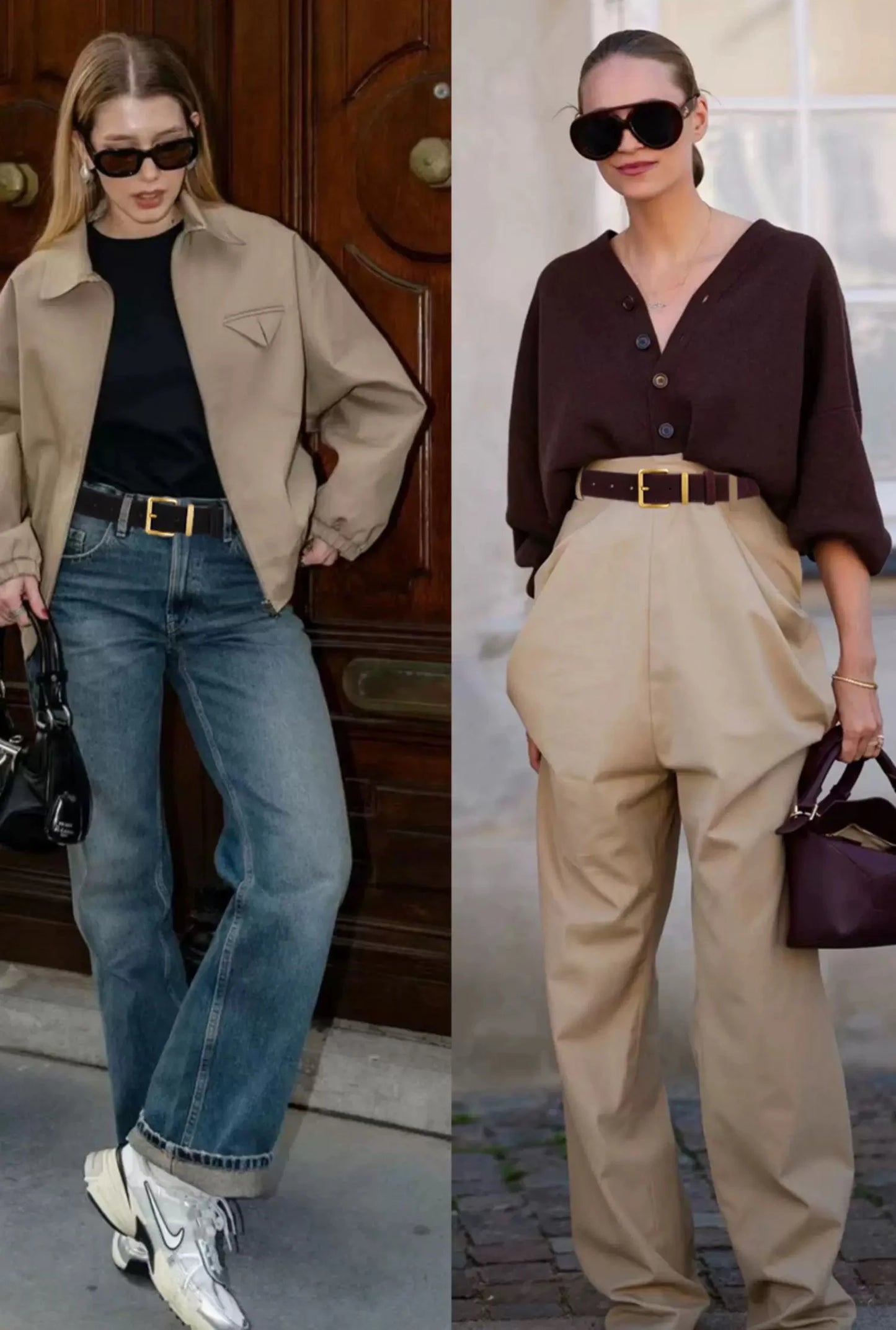 Ceinture vintage en cuir suède Lina