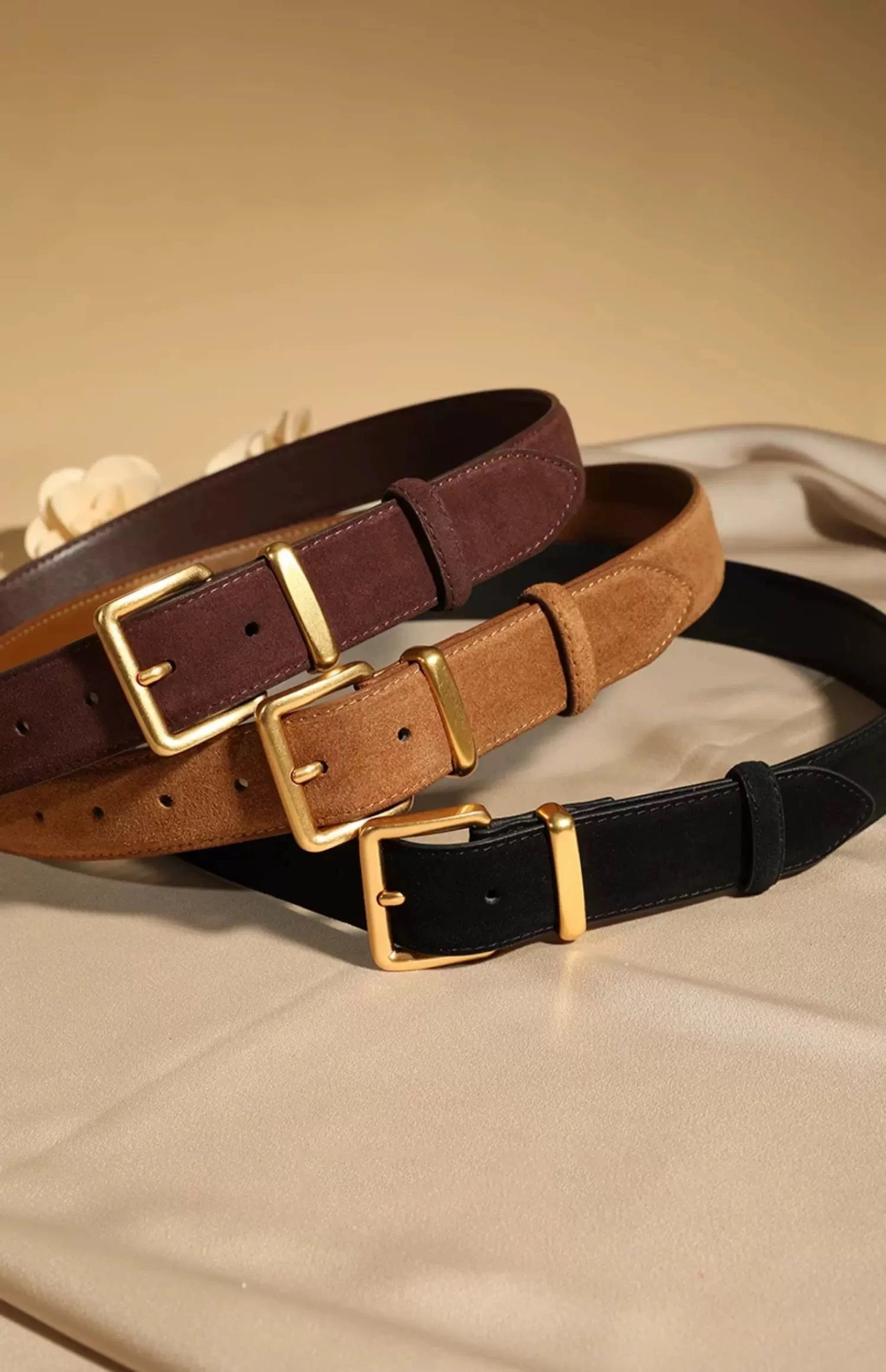 Ceinture vintage en cuir suède Lina