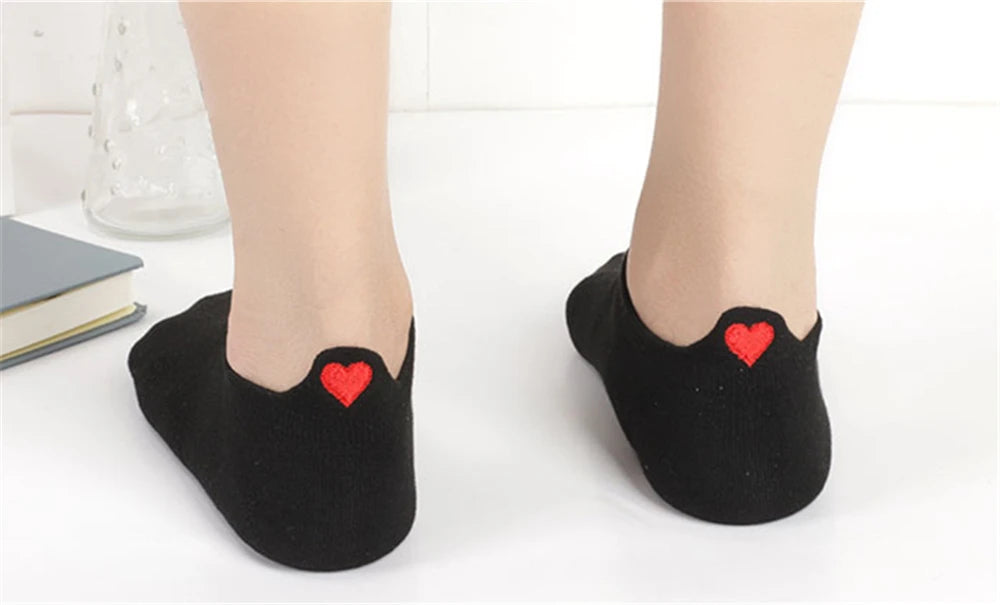 Chaussettes Femme Brodées Cœur d’Amour