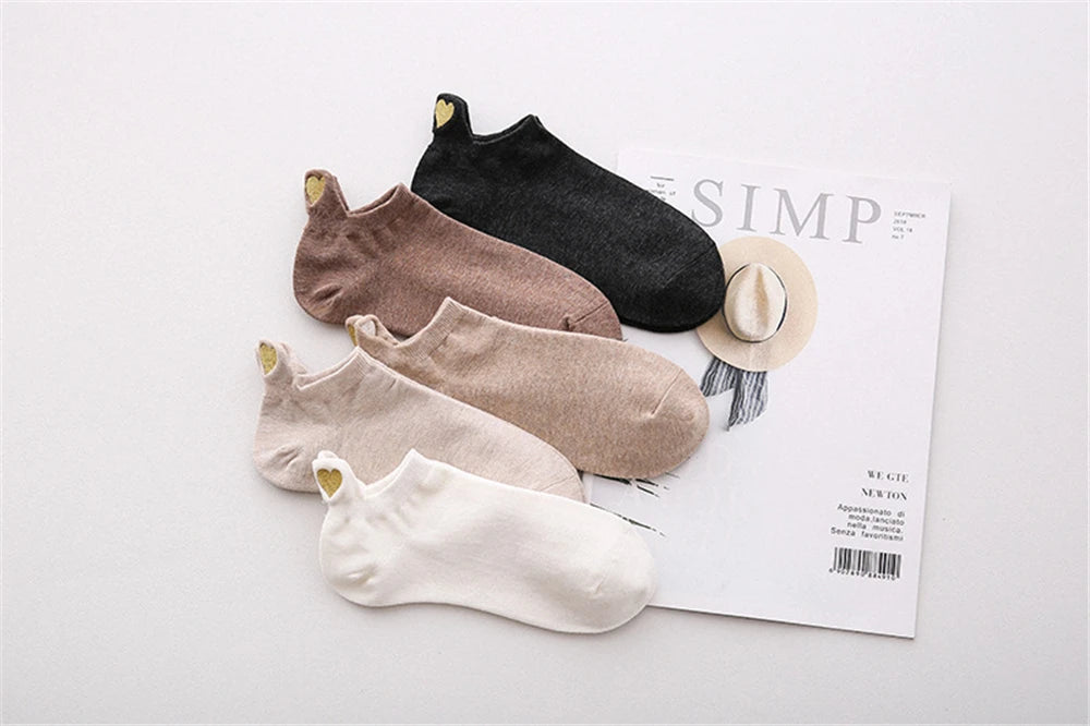 Chaussettes Femme Brodées Cœur d’Amour
