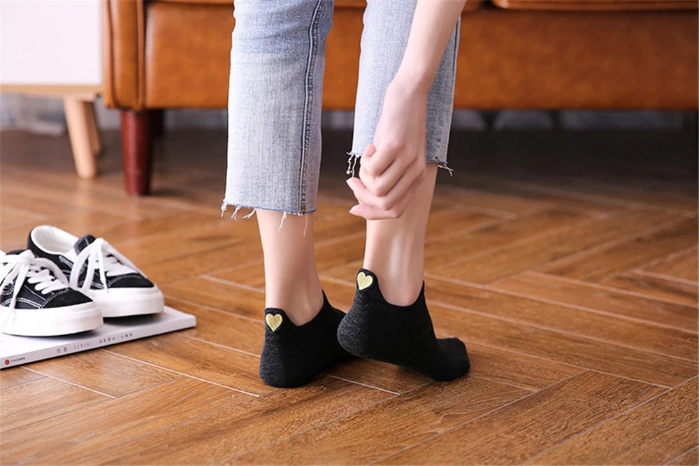 Chaussettes Femme Brodées Cœur d’Amour