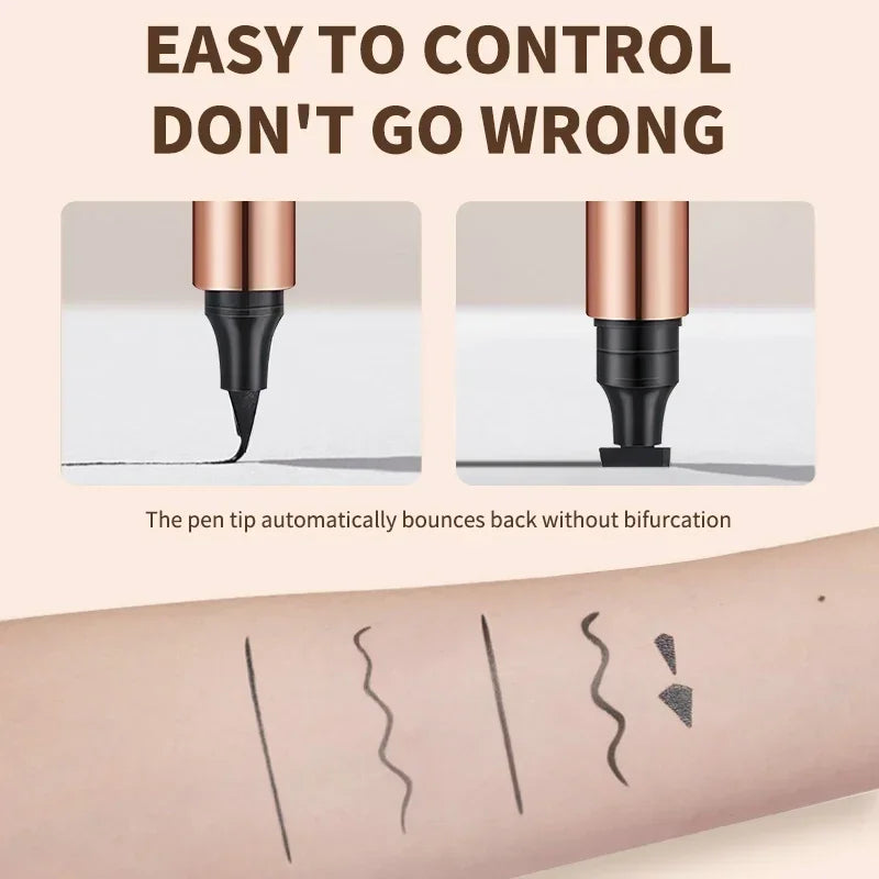 Eyeliner stamp double tête – Noir, waterproof et séchage rapide