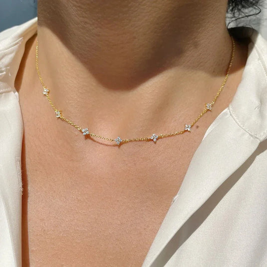 Collier et bracelet trèfle en acier inoxydable