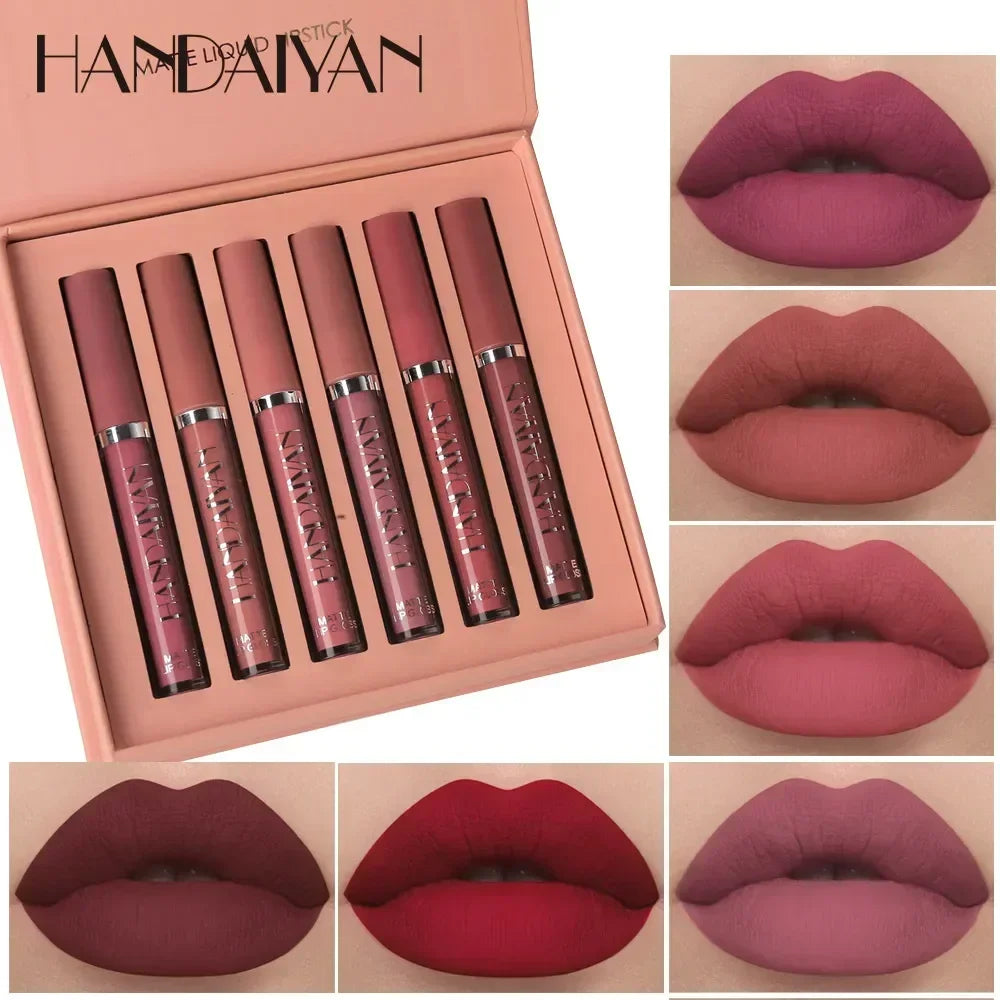 Set 6 rouges à lèvres liquides HANDAIYAN – Waterproof & Longue Tenue