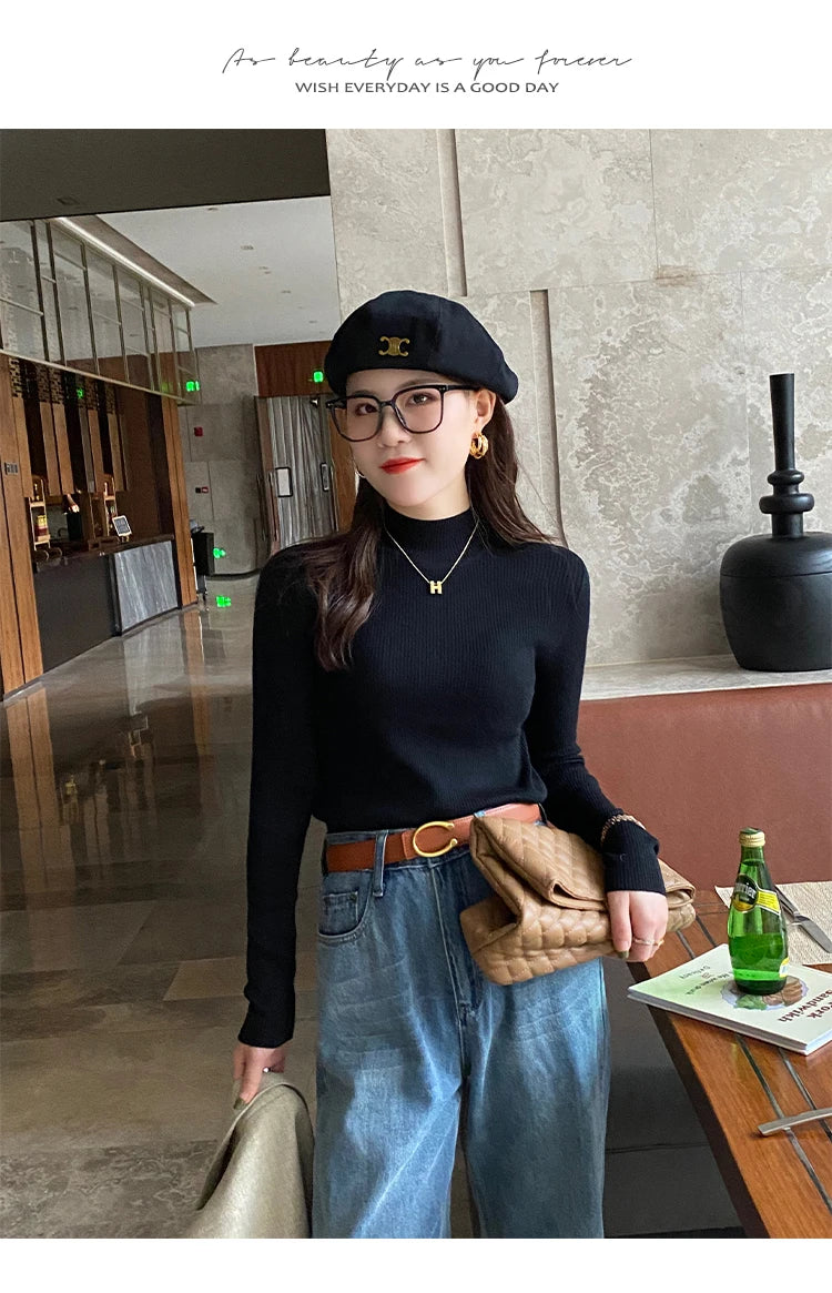 Pull Femme Col Montant Vintage Pamela