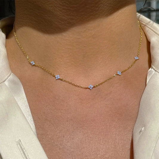 Collier et bracelet trèfle en acier inoxydable