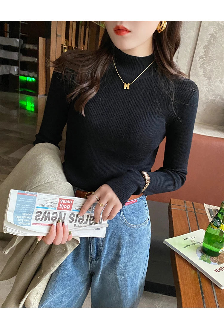 Pull Femme Col Montant Vintage Pamela