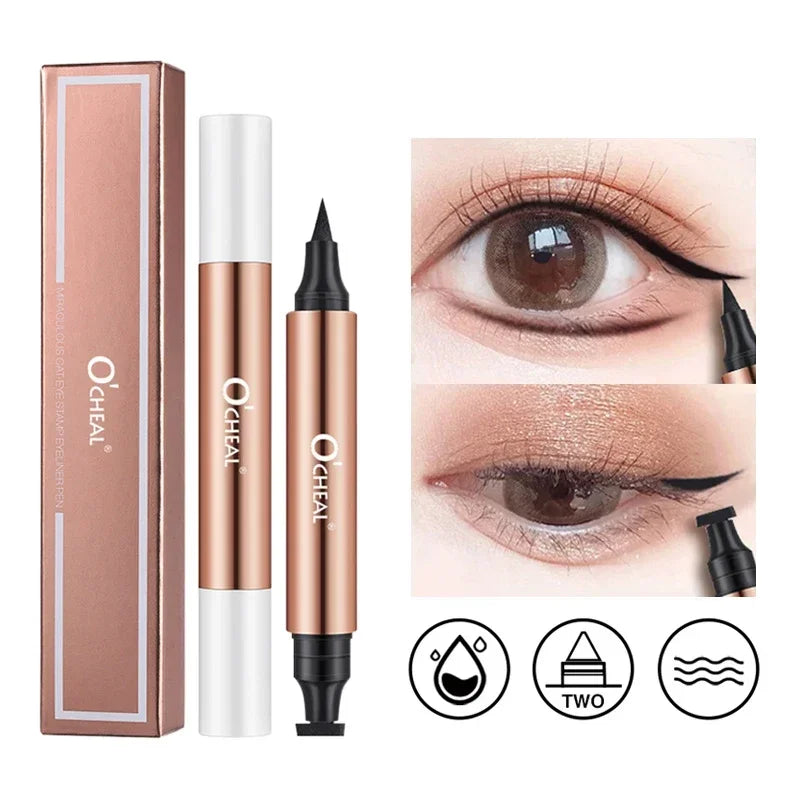 Eyeliner stamp double tête – Noir, waterproof et séchage rapide