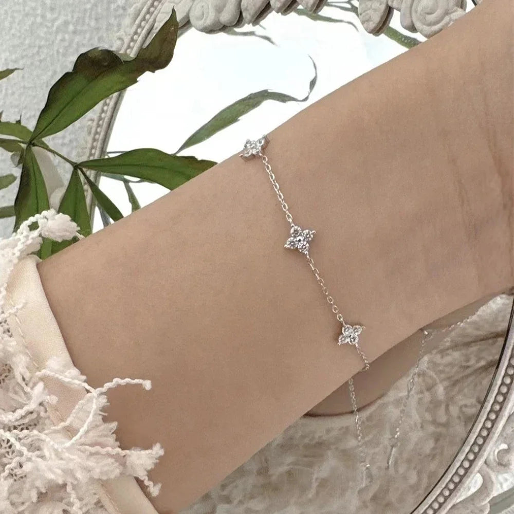 Collier et bracelet trèfle en acier inoxydable