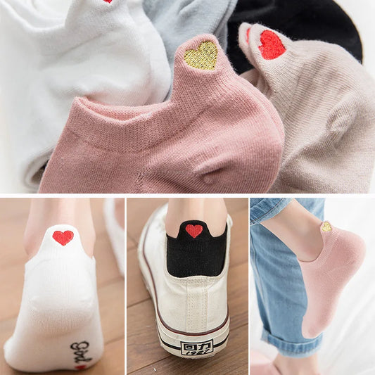 Chaussettes Femme Brodées Cœur d’Amour